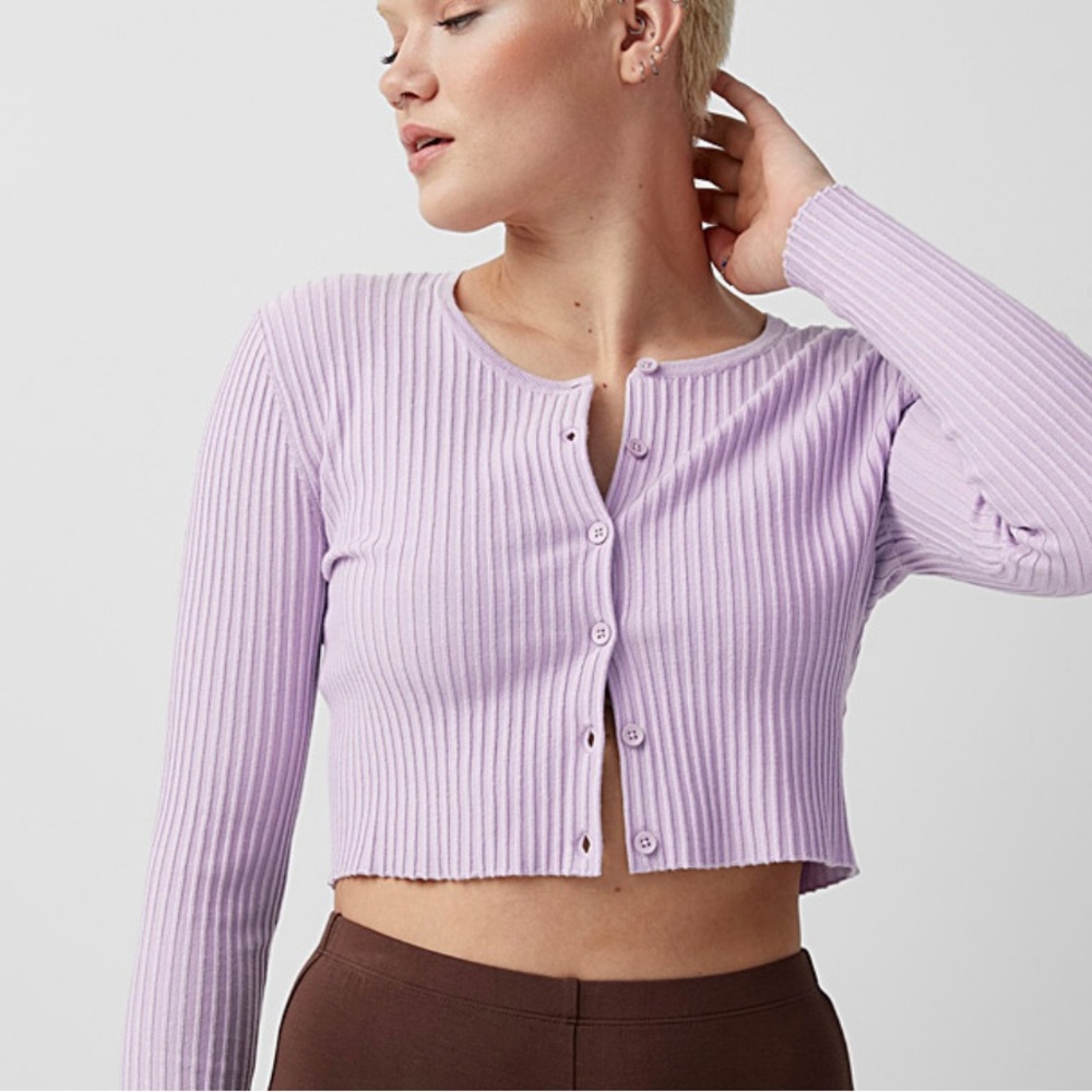 Simons cropped ribbed cardigan sweater brand new with tags